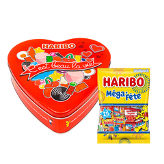 Boîte bonbon Saint Valentin coeur Métal + Méga Fête 1kg